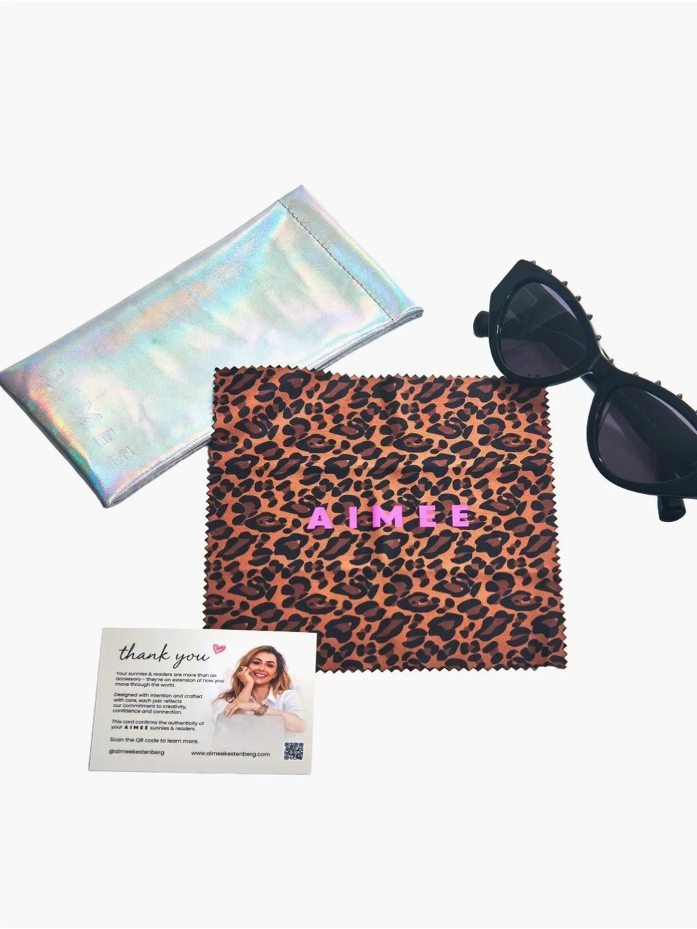 Aimee Leon Dore Black Cat-Eye Sunglasses with Stud Accents